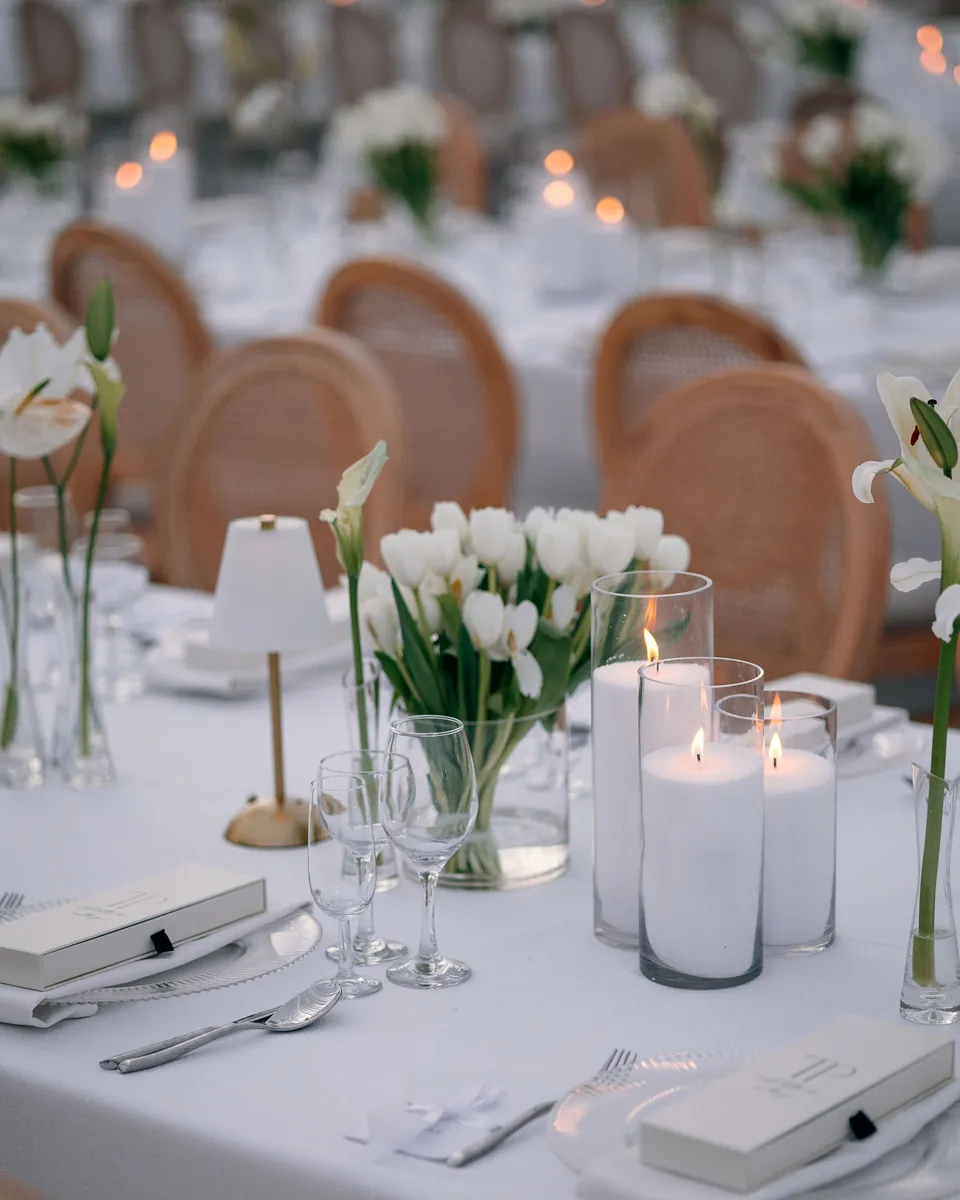 White grand piano styled for an outdoor celebration